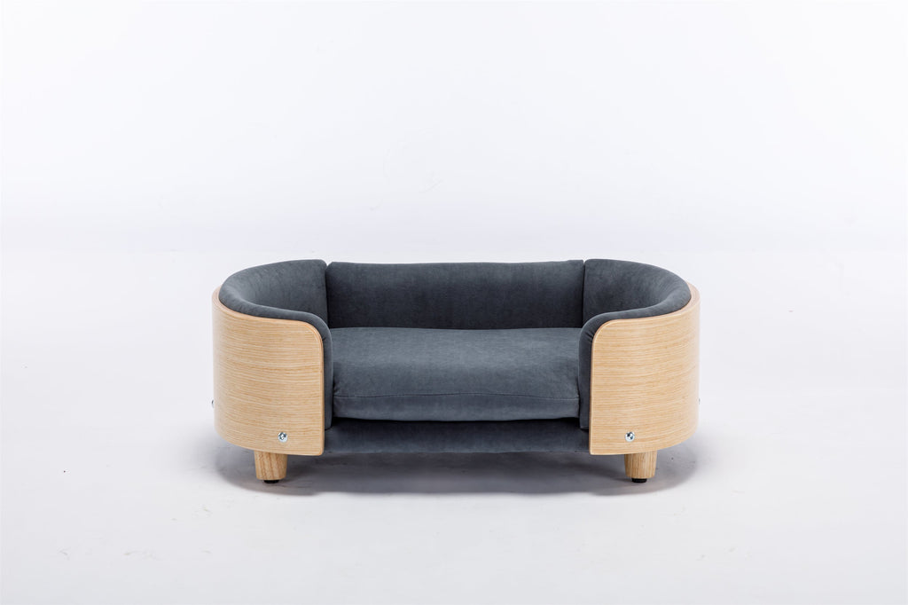 Scandinavian Style Elevated Dog Bed with Velvet Cushion - Modern Pet Bed