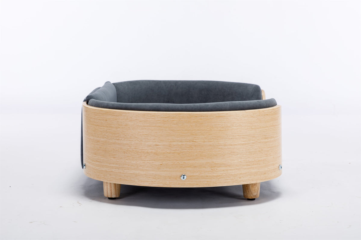 Scandinavian Style Elevated Dog Bed with Velvet Cushion - Modern Pet Bed